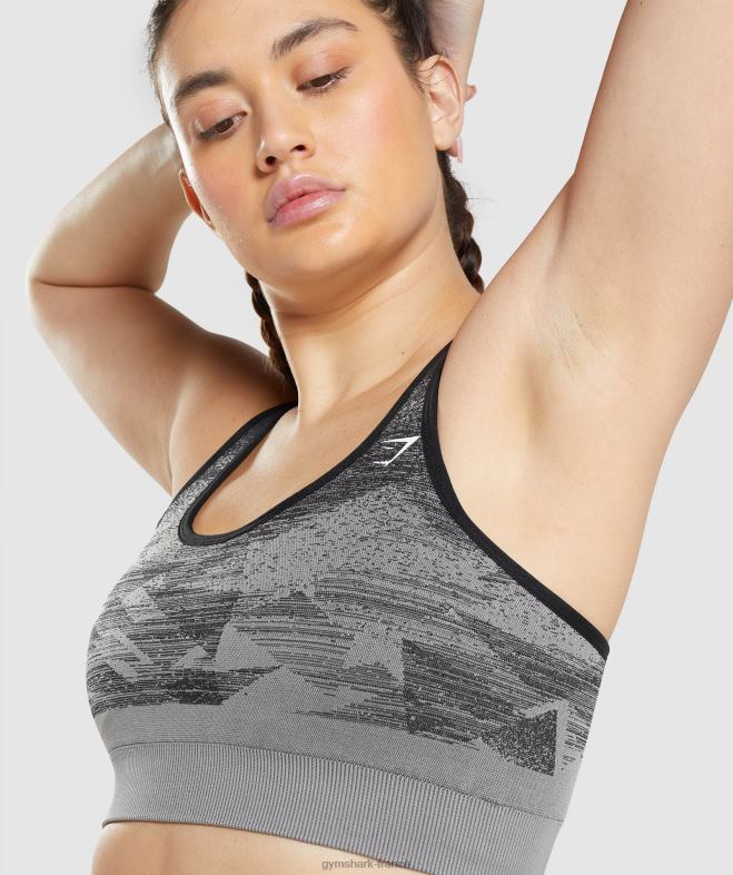 Gymshark adapter le soutien-gorge de sport sans coutures ombre triangle | impression noire femmes 6HF28198